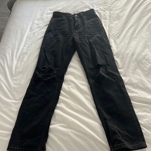 Distressed vintage black reformation jeans - mid rise straight legged